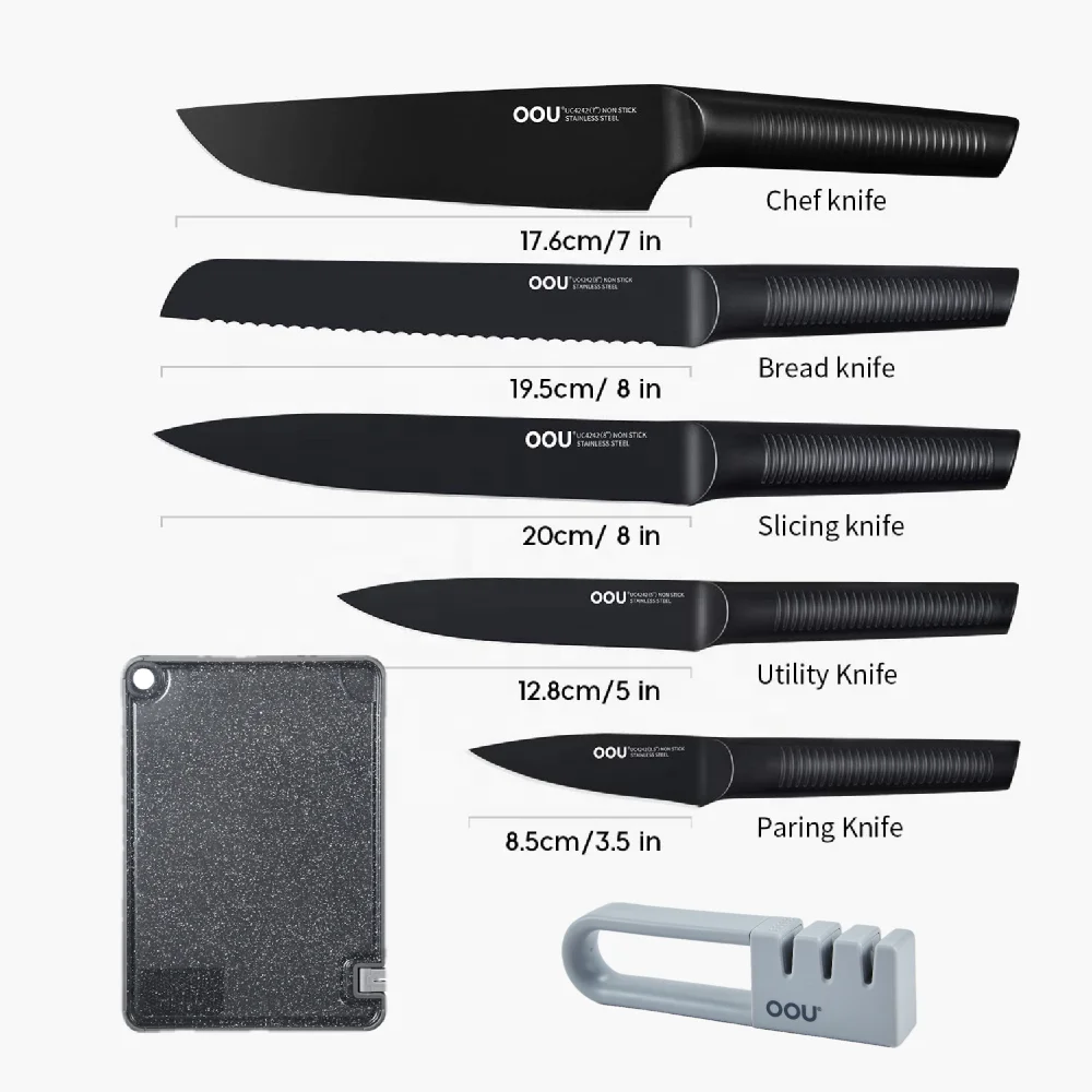 

OOU Black Shark Series High Quality Kitchen Knife Set with Chopping Board
