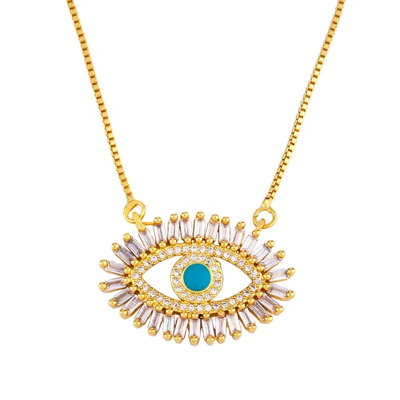 

Cheap Metal Cool Zircon Handmade Devil Eye Necklace