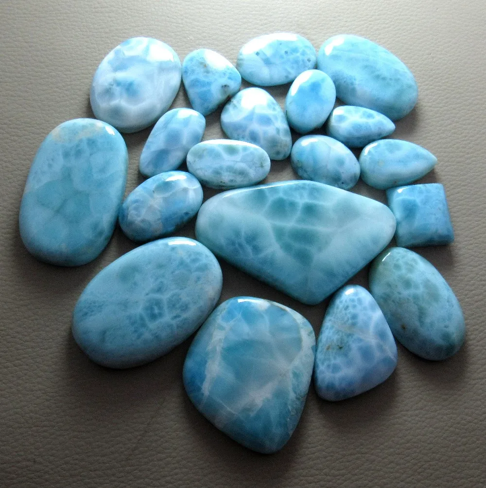 Larimar Oval Shape Cabochon Oval Shape Natural Stone Handmade Loose Stone Size 31X22X7 MM Approx Smooth Cabochon