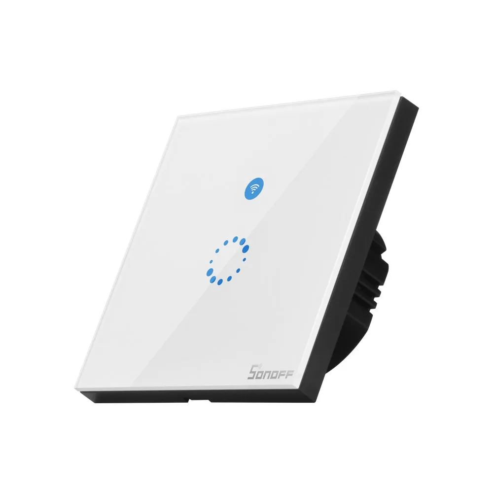 
No Neutral Wire SONOFF T4 EU 1C 1 Gang WiFi Touch Panel Remote Wall APP/Voice Control Light Timing Switch Works with Alexa 