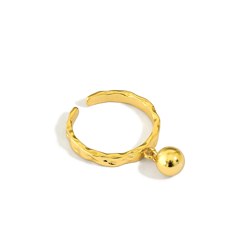

H-R630 Romantic Simple And Versatile Irregular Concave Convex Bead S925 Sterling Silver For Women Ring