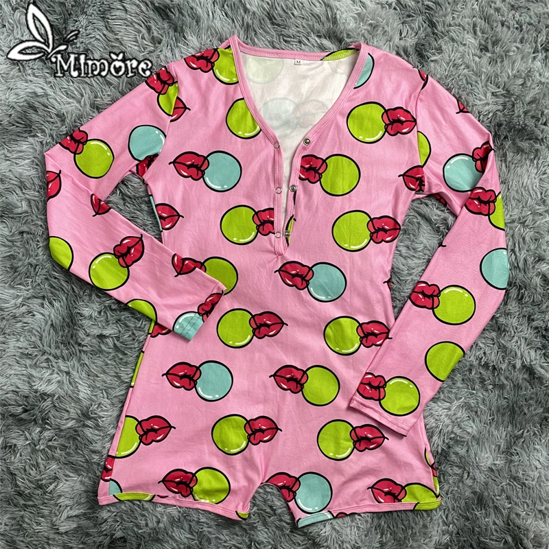 

Mimore Fashion Design pink blowing bubbles sexy onesie for women