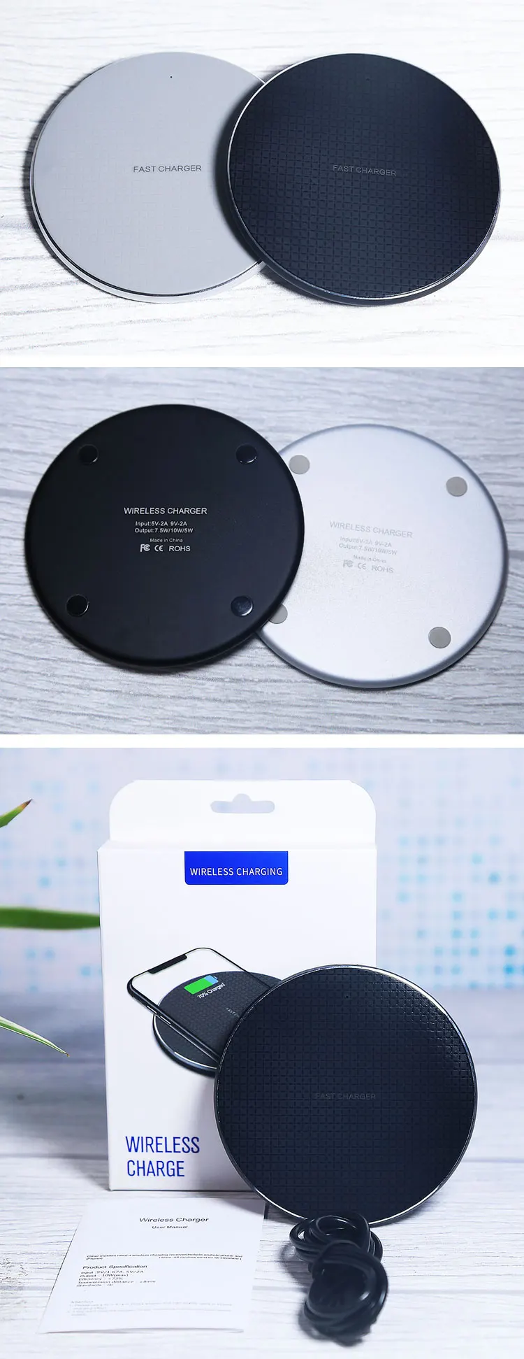 2021 New design metal alloy 10w fast charging wireless charger for iphone UUTEK K8