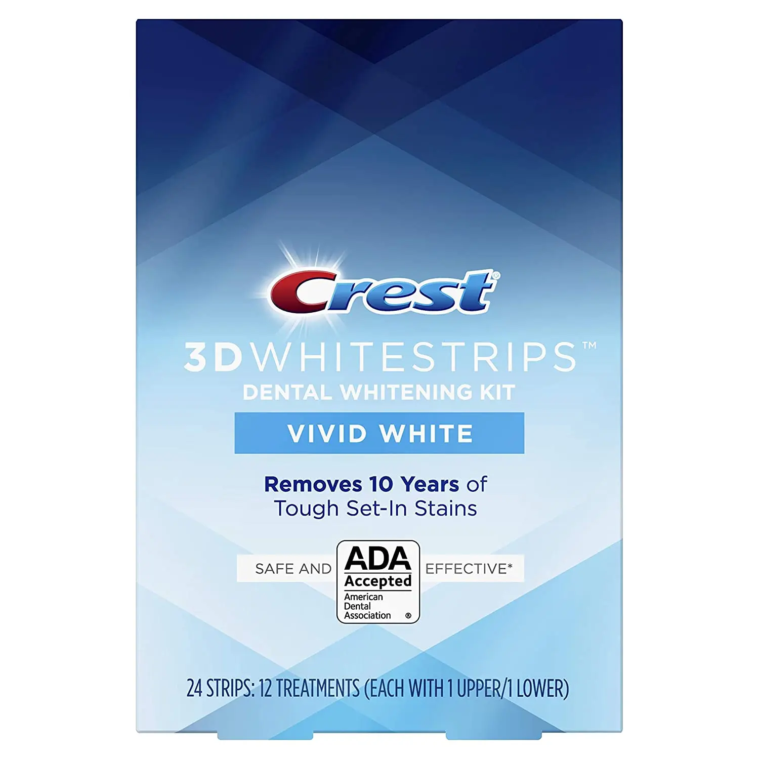 

3D white Whitestrips Vivid White Teeth Whitening Kit 12 pouches 24 strips