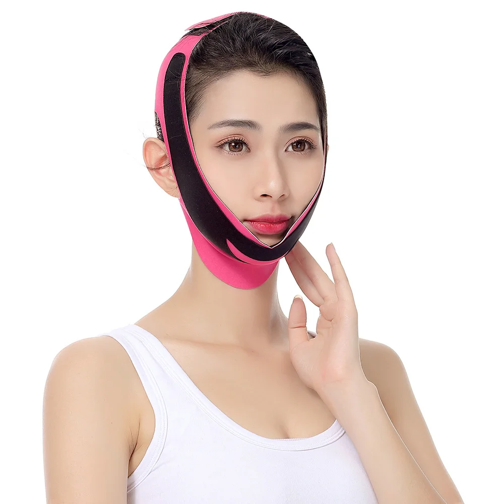 

Elastic V-line Face Slimming Bandage Anti-wrinkle Face Lift Belt Face Care Slim Tool, Black pink
