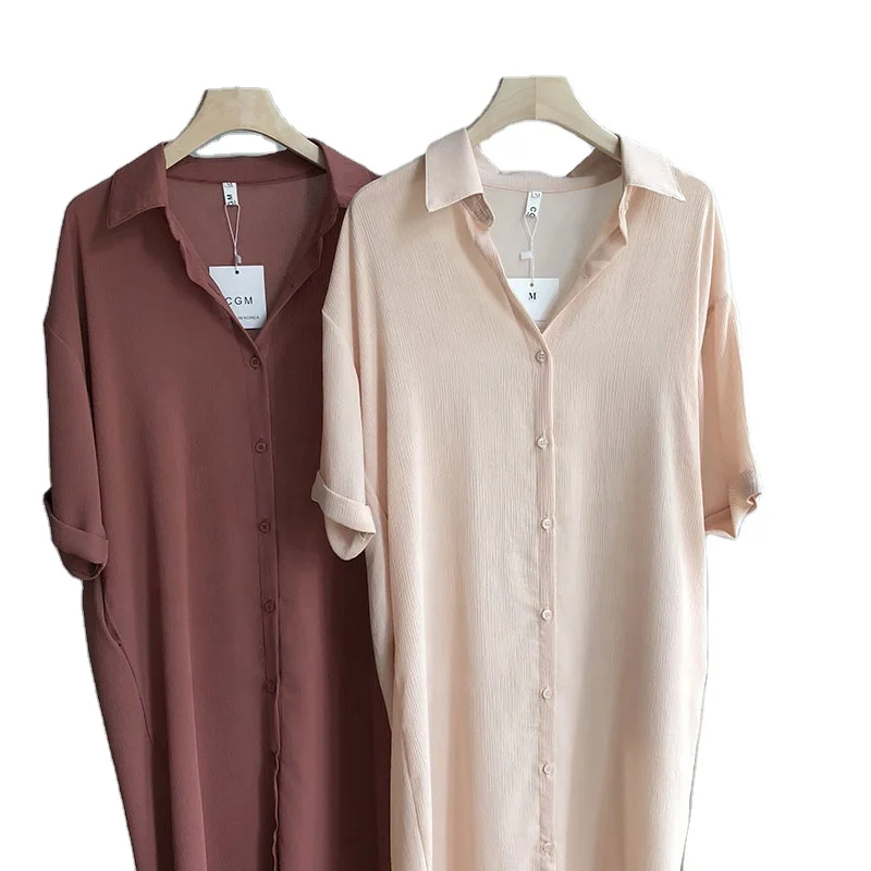 

European and American fashion ladies femme pocket 100% cottn button 2021 womens blouses & shirts OEM