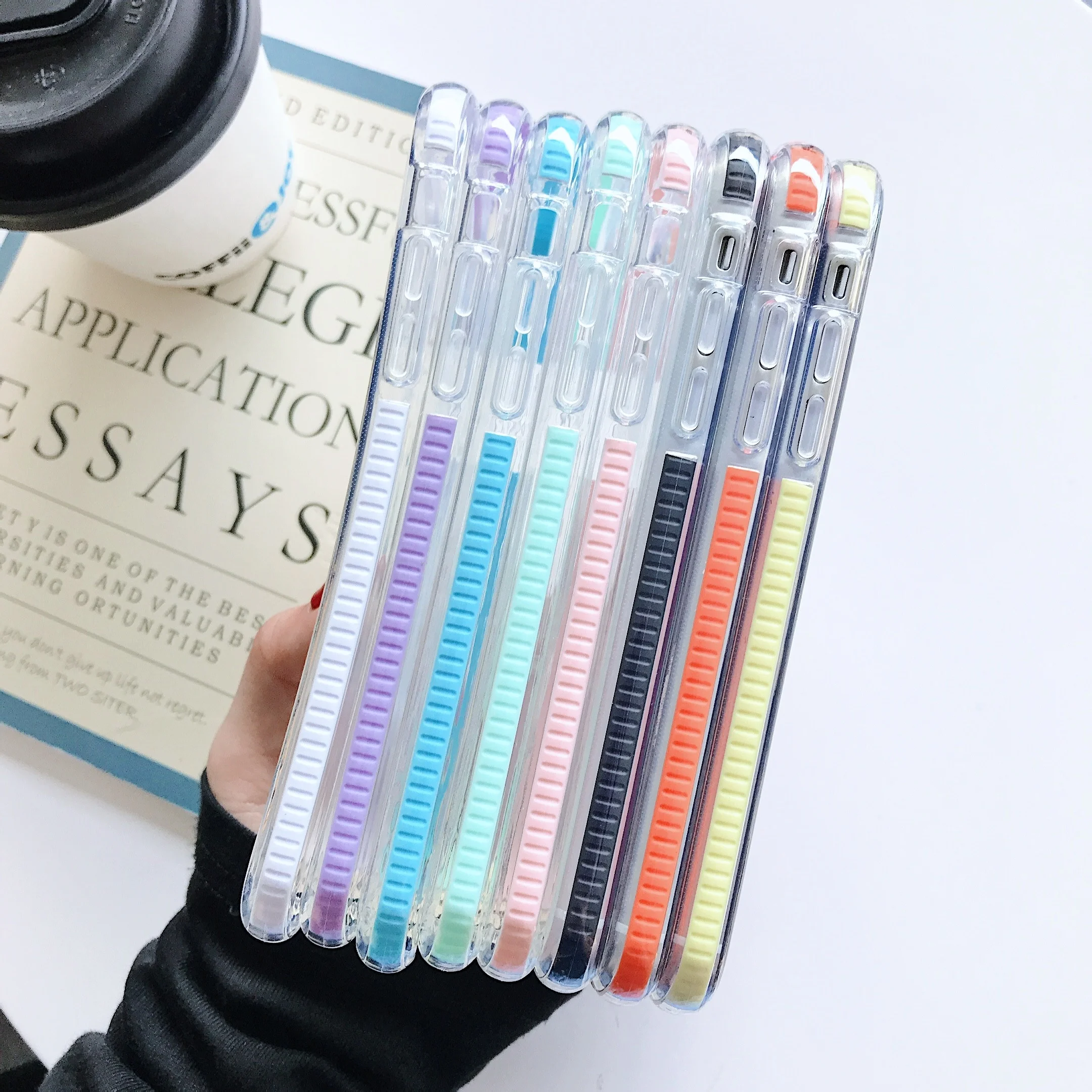 

Low price high-definition transparent two-color air cushion multi-color for mobile phone case iPhone X 7p 8p 10 11 12 pro max, 8 colors