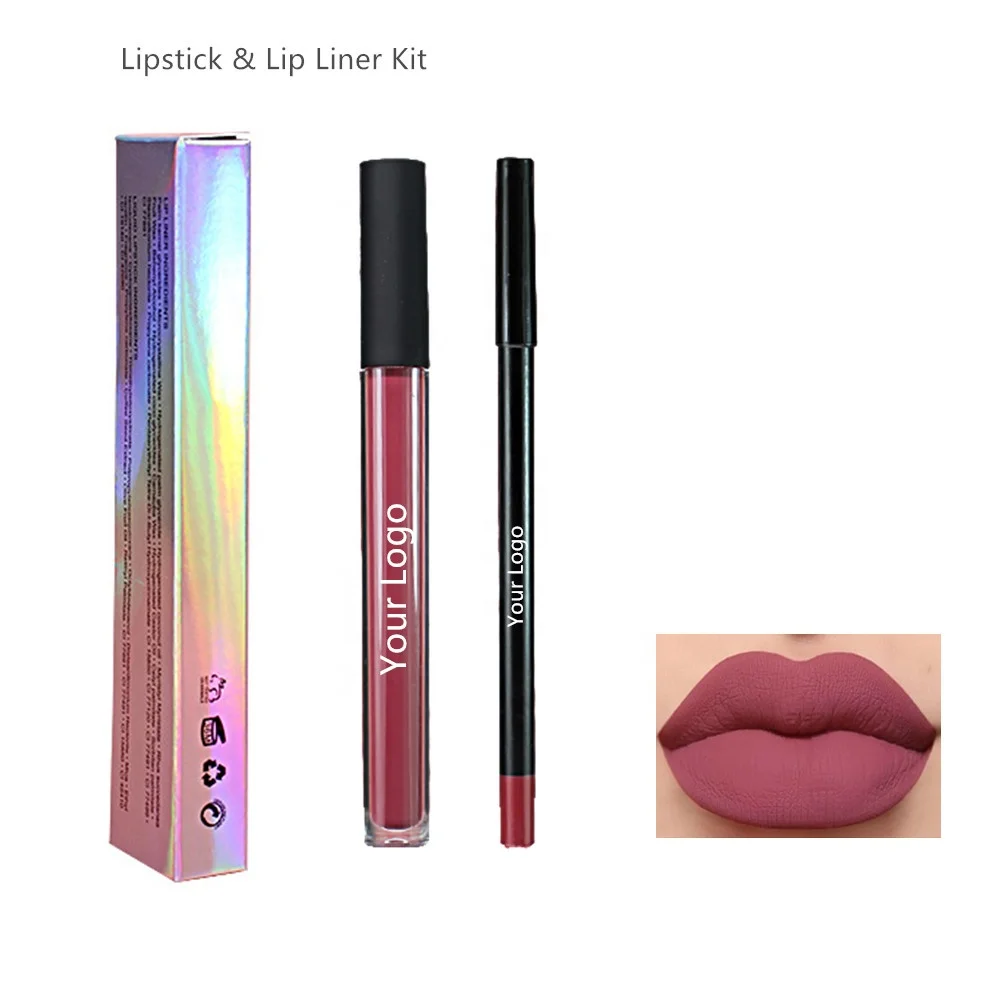 

Dark Lip Gloss And Lip Liner Kits Vendor Private Label Matte Lipstick With Lip Liner Pencil