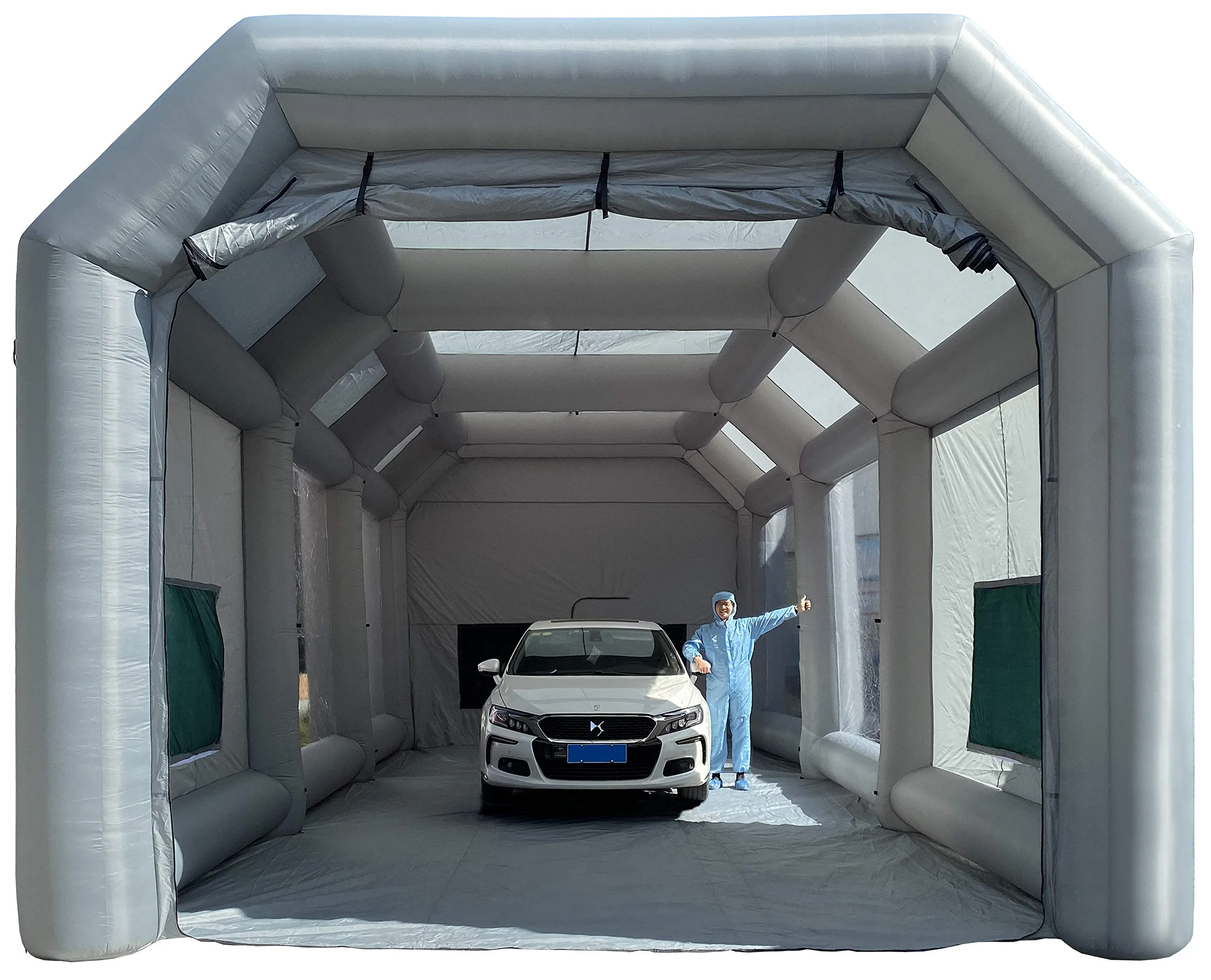 

Sewinfla Inflatable Paint Booth 39x20x13Ft with Blowers Professional Inflatable Spray Booth Portable Car Painting Booth Tent, Iron gray