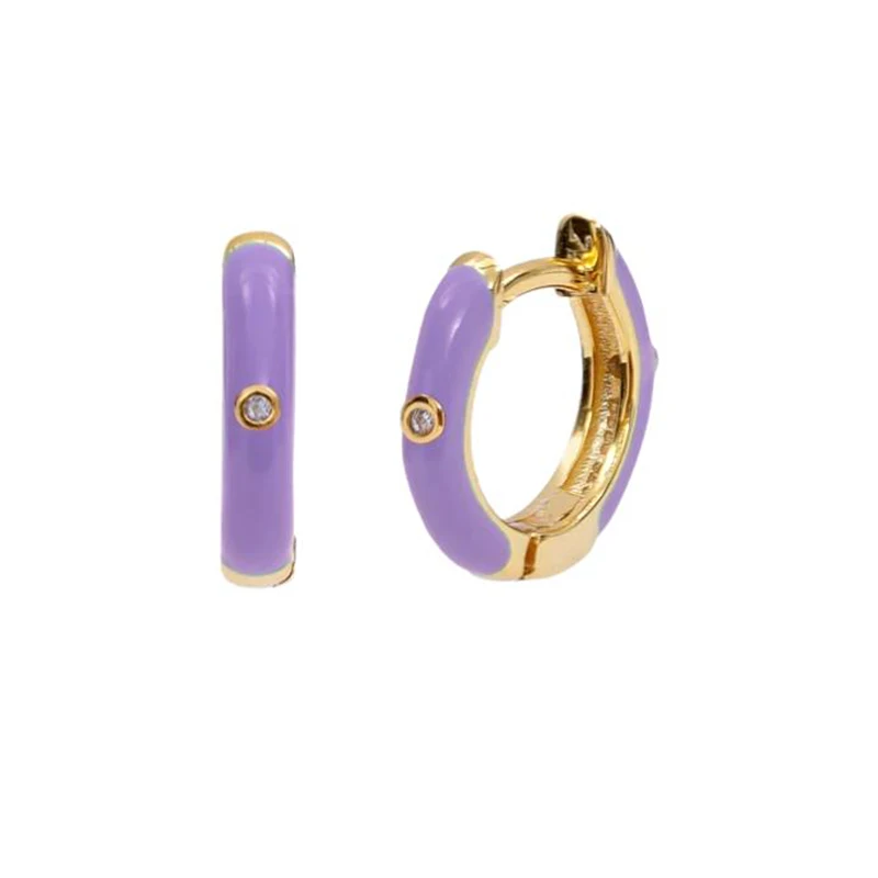 

ROXI Wholesale trend 925 Sterling Silver Jewelry 18k Gold Plated Enamel Colorful Hoop Earrings