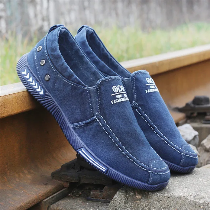 

Wholesale Popular Man Casual Canvas Slip-On Flat Zapatillas Loafers Shoes, Blue/grey