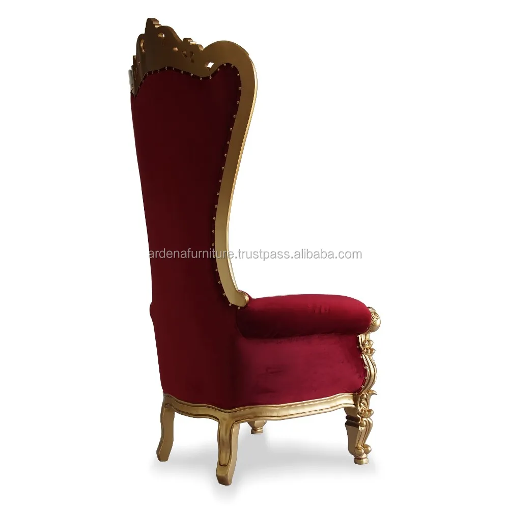 High Back Queen Throne Chairs Red Luxury Wedding Velvet For Sale Hotel