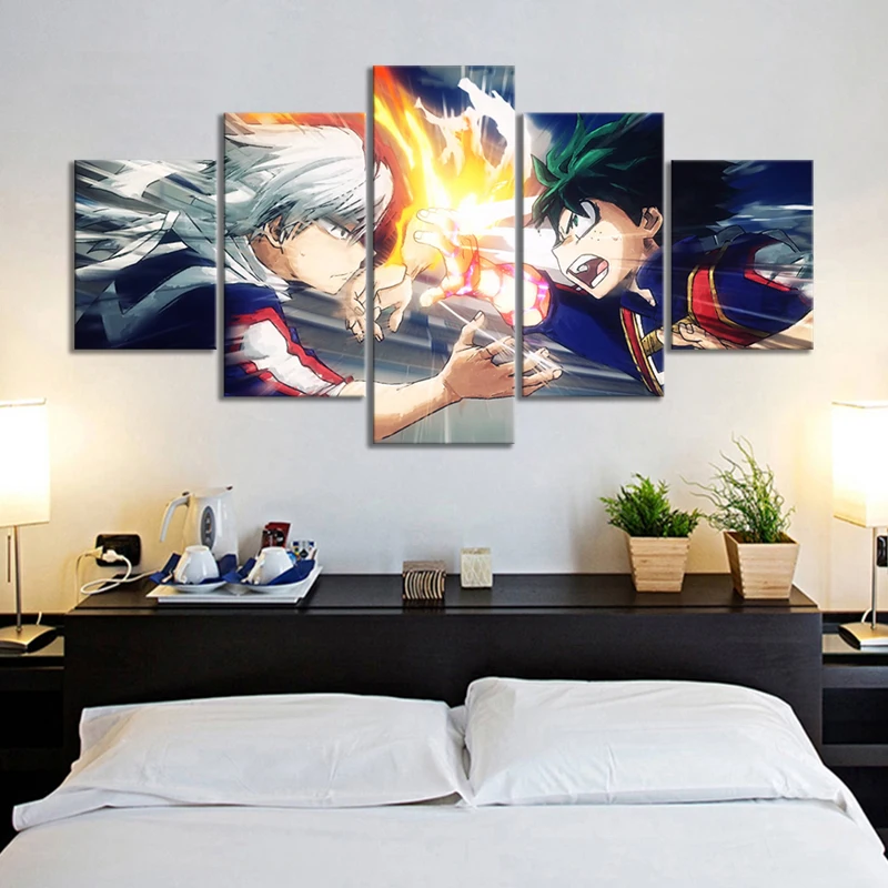 5 Pieces My Hero Academia Anime Painting On Canvas Wall Art Home Decor Anime  Poster Living Room Decor Artwork - Buy Canvas Painting,My Hero Academia, Anime Poster Product on 