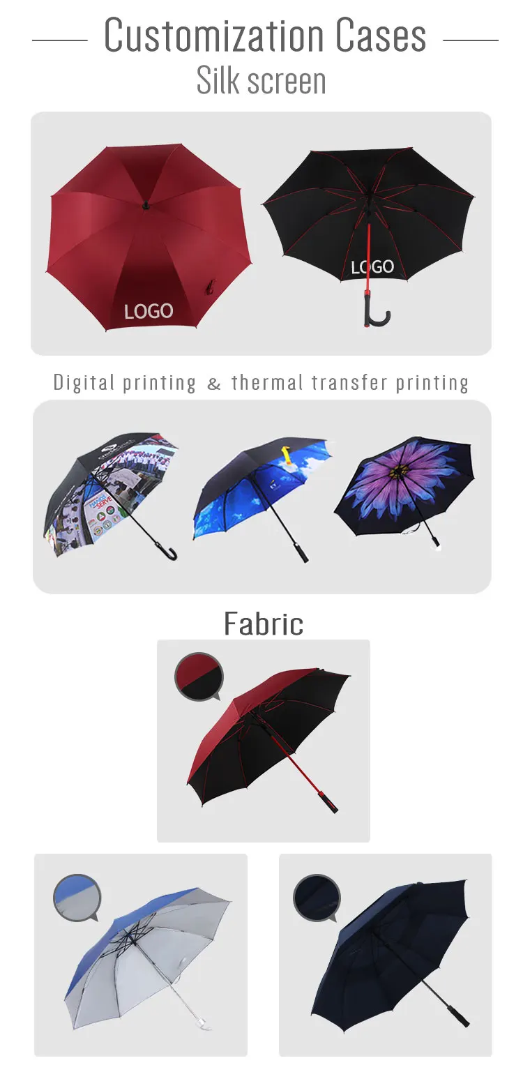 chinese commercial colorful designed plastic handle windproof golf umbrella for weddings decoration
