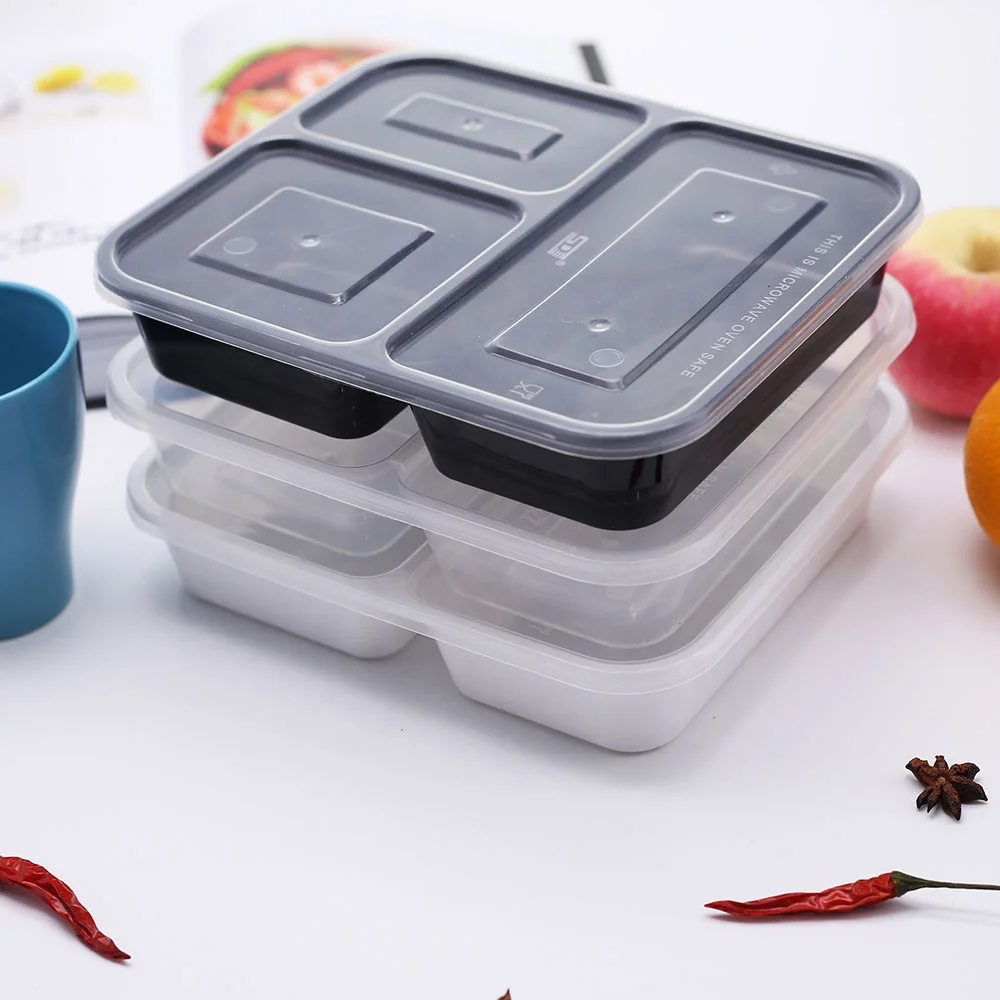 

3 compartment restaurant food containers disposable plastic take away bento lunch box for fast food meal sushi