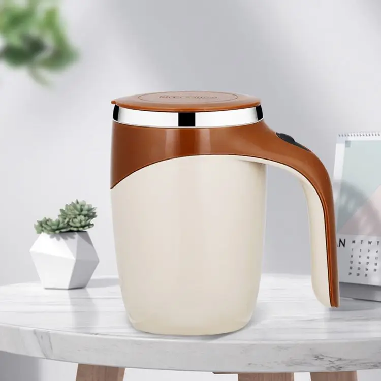 

380ML Automatic Milk Cocoa Magnetic Self Stirring Mixing Coffee Cup Customized Travel Stainless Steel Coffee Mug With Lid, White;coffee (optional)