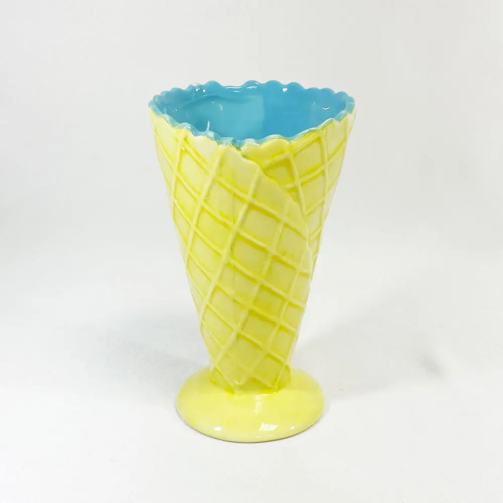 Ceramic Ice Cream Cone Shape Waffle Cone Dish Holder Bowl Buy Ice