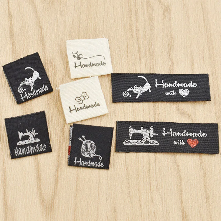 

label maker private garment accessories tshirt cloth tags eco cotton brand tag woven custom fabric neck label clothing logo, Request
