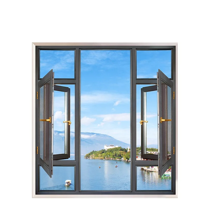 
Guangzhou Manufacturer Three-layer glass stainless steel casement window round top casement window 