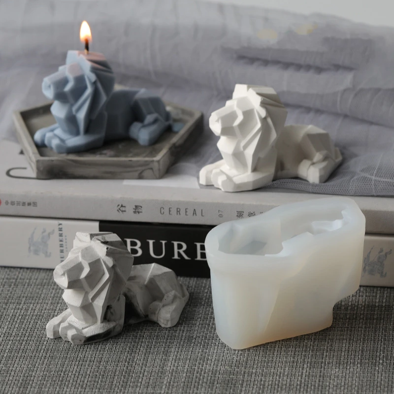 

D31 DIY Aromatherapy Home Decor Scented Soy Wax Animal Resin Candle Mould Geometric Lion Candle Silicone Mold, Stocked / cusomized
