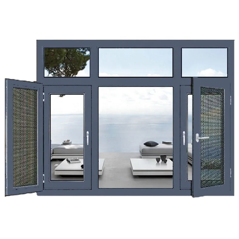 
Guangzhou Manufacturer Three-layer glass stainless steel casement window round top casement window 