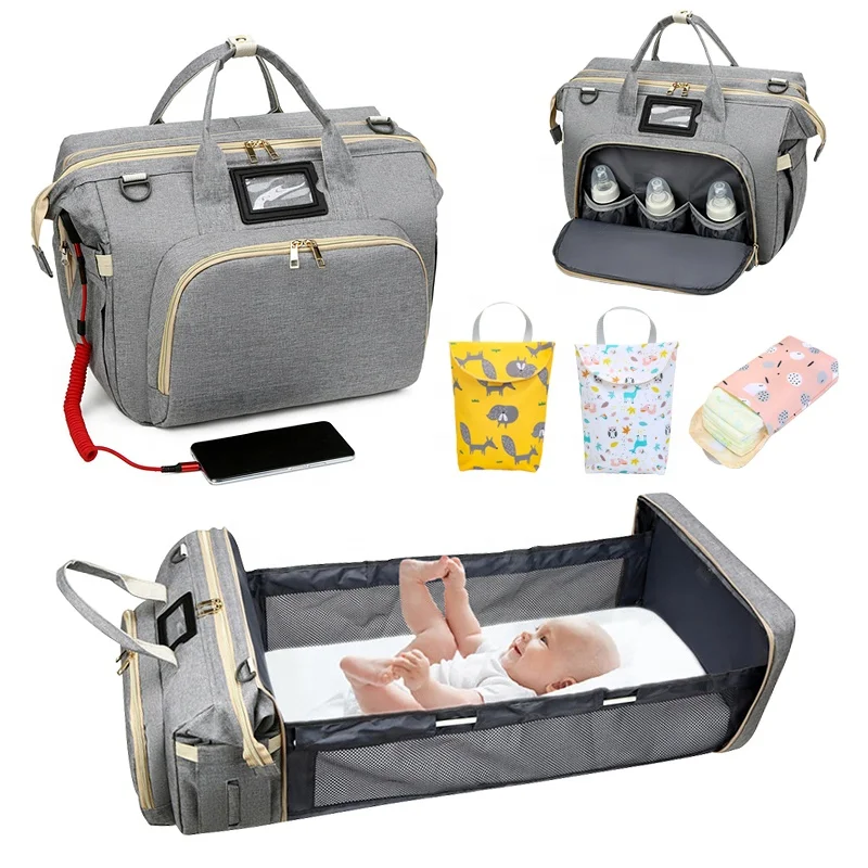 

3 in 1 designer leather mummy diaper baby travel bag backpack nappy wet bag with changing mat station, Customized color