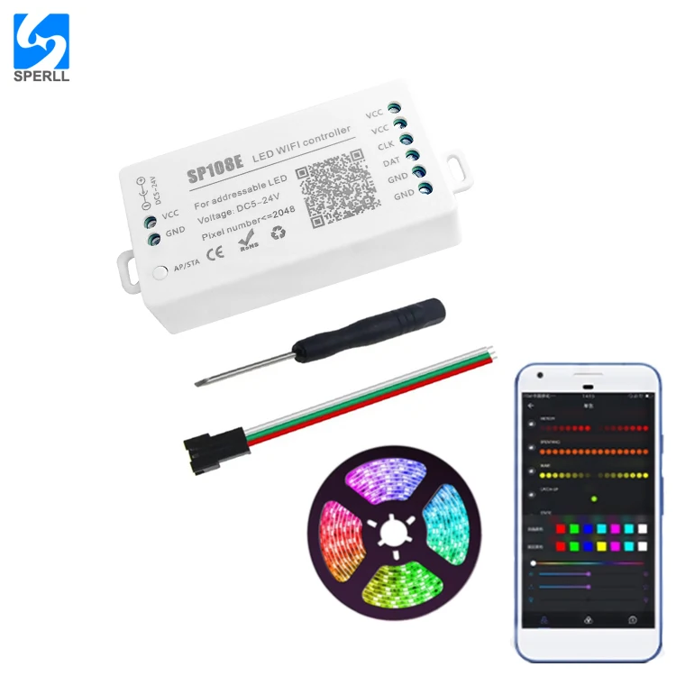 iOS Android App Wireless Remote Control LED WiFi Controller 2048 pixels supported SP108E