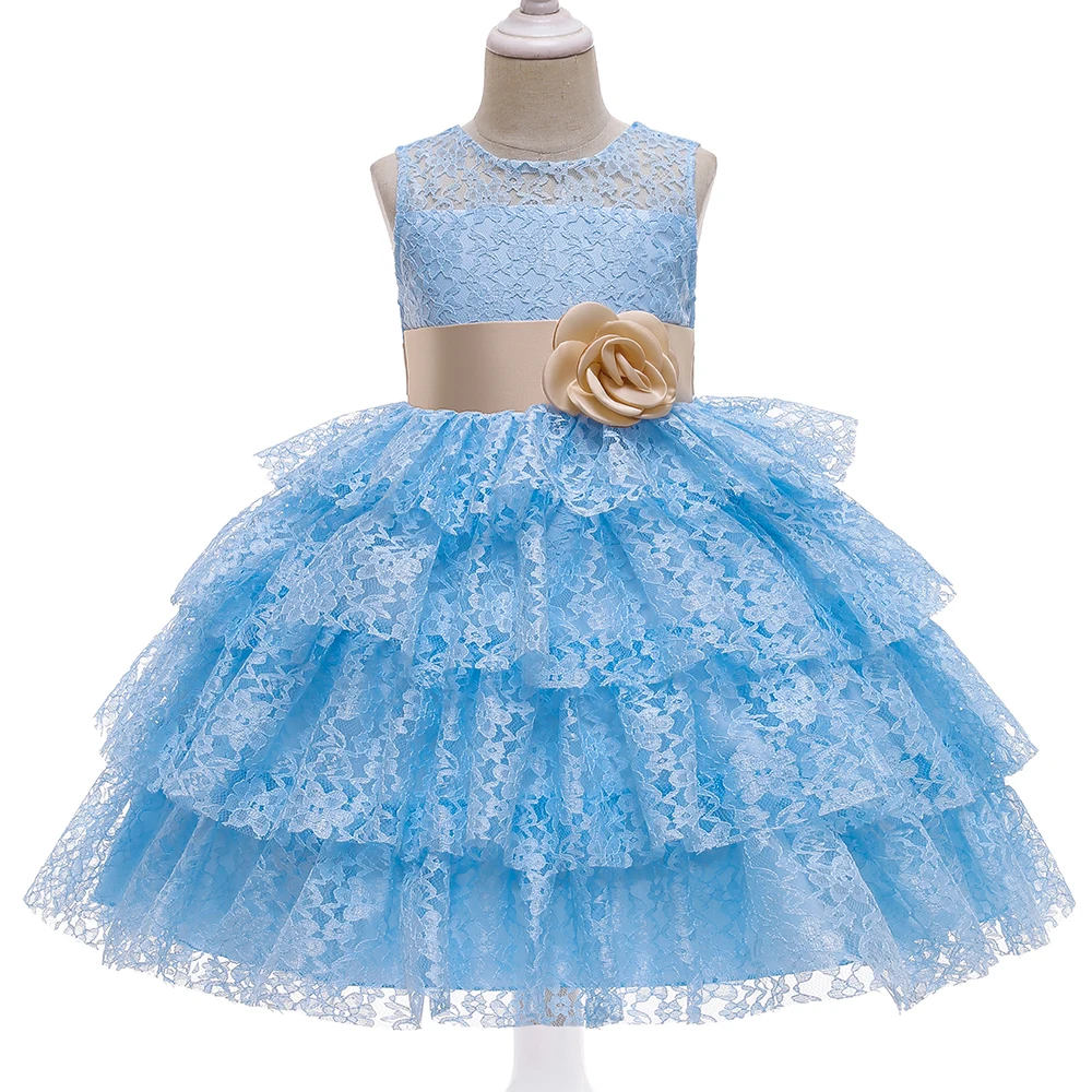 

FSMKTZ Wholesale Birthday Wedding Party Wear Flower Baby Girl Princess Dresses Girls Evening Dresses, Champange,navy,blue,green,white,gary