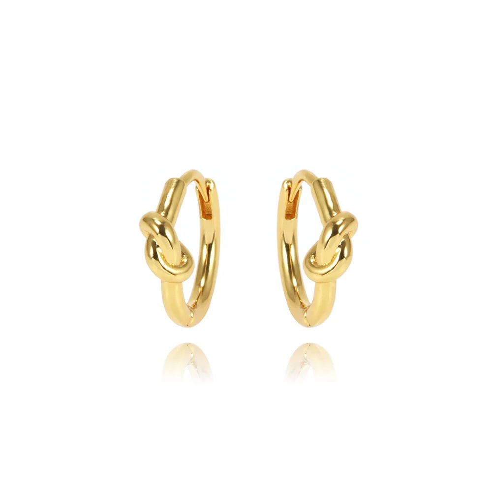 

Hip Hop Brass Dainty 18K Gold Plated Jewelry Bow Hoop Earrings for Women