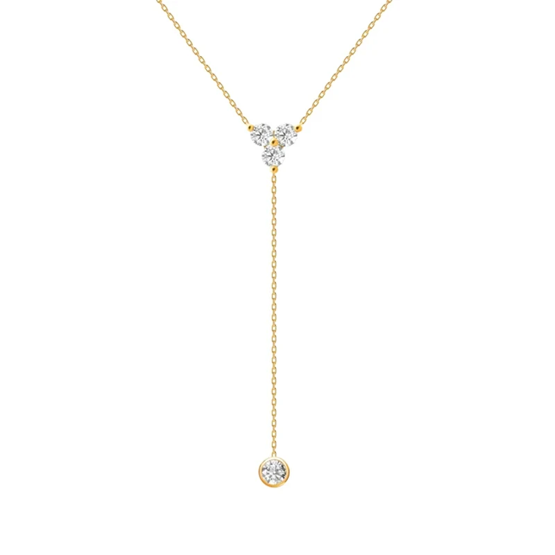 

s925 sterling silver fashion 2021 new ins style Y-shaped diamond clavicle chain necklace, 2 colors
