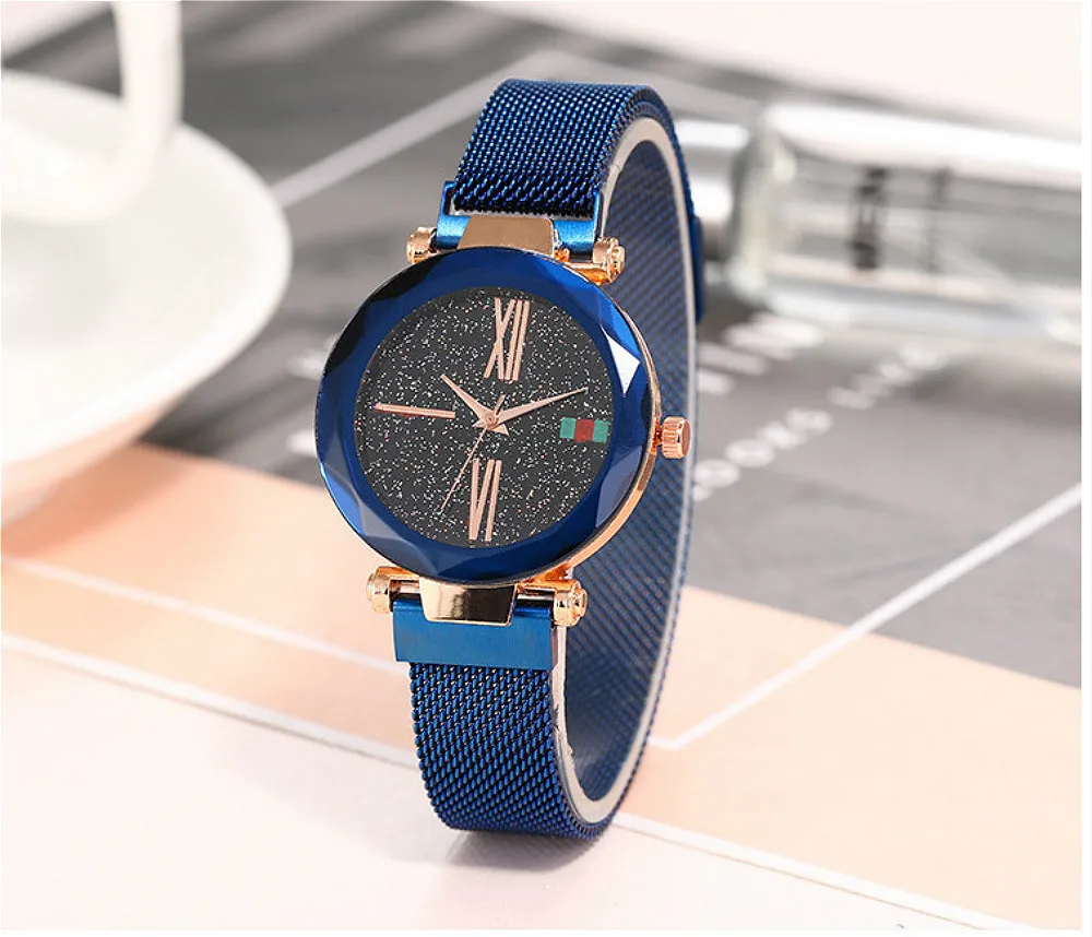 Magnetic Band Women's Watch  Quartz Alloy  Starry Night Black Purple Blue Leisure Wristwatch Fashion Montre Femme