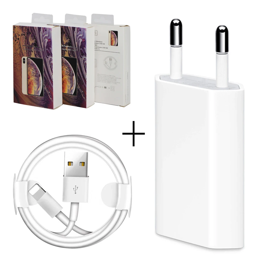 2in suit 5W EU Charger+lightning 8pin Cable 1M Charging Cube for iPhone Charger data Cable mobile IPC/phone 5678XR11pro 2in suit 5W EU Charger+lightning 8pin Cable 1M Charging Cube for iPhone Charger data Cable mobile IPC/phone 5678XR11pro