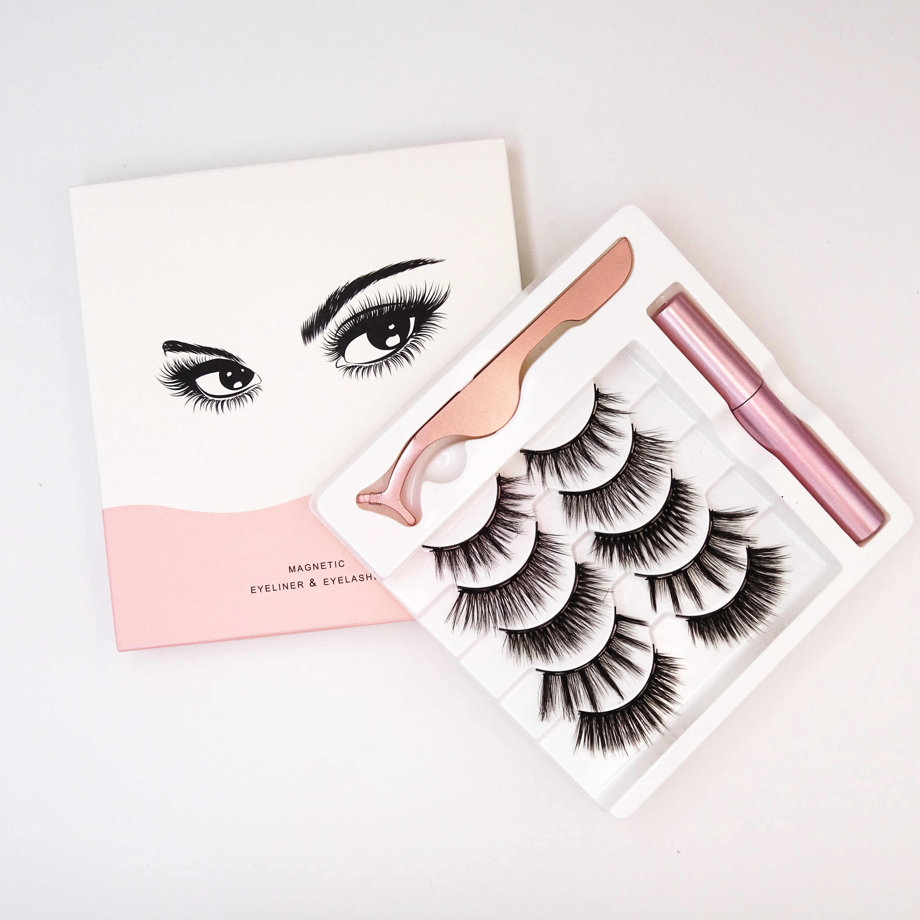 

Wholesale Fluffy 25mm Magnetic Eyelashes Eyeliner Packaging 5D Faux False Eye lashes 3D Mink Eyelashes Vendor Customized Boxes, Black