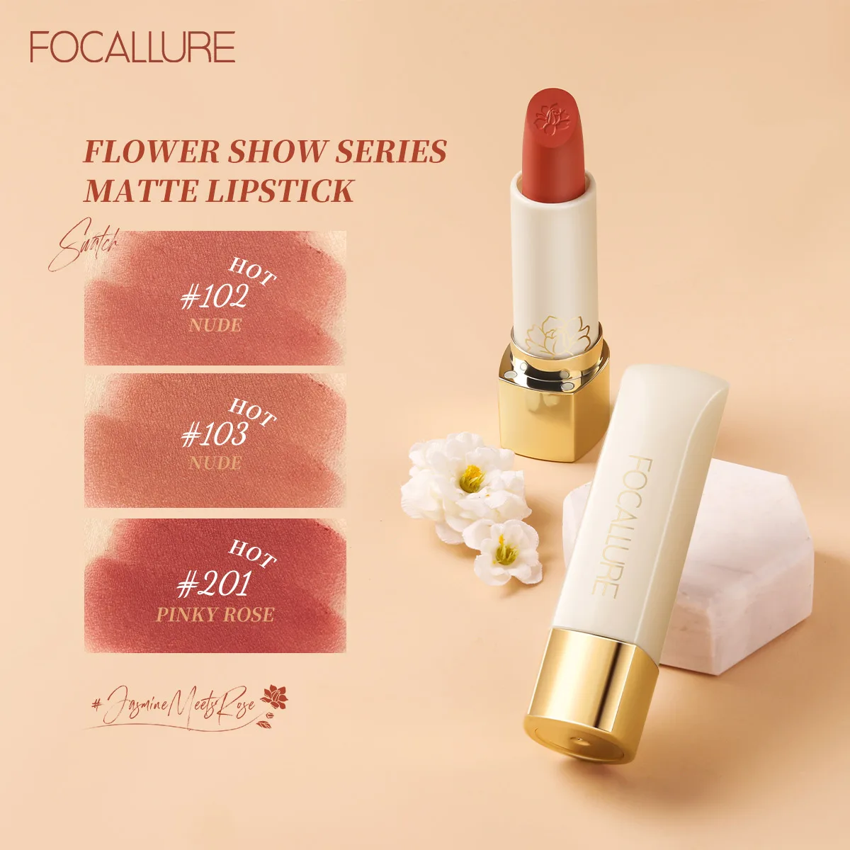 

FOCALLURE New Style Lasting Nature Flowers Beauty Matte Non-Sticky High Quality Lipsticks