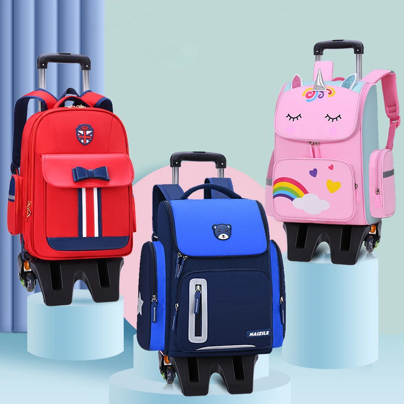 

Trend 2022 cartoon detachable children trolley school bag boy and girl waterproof school bag unicorn kids space backpack, Picture