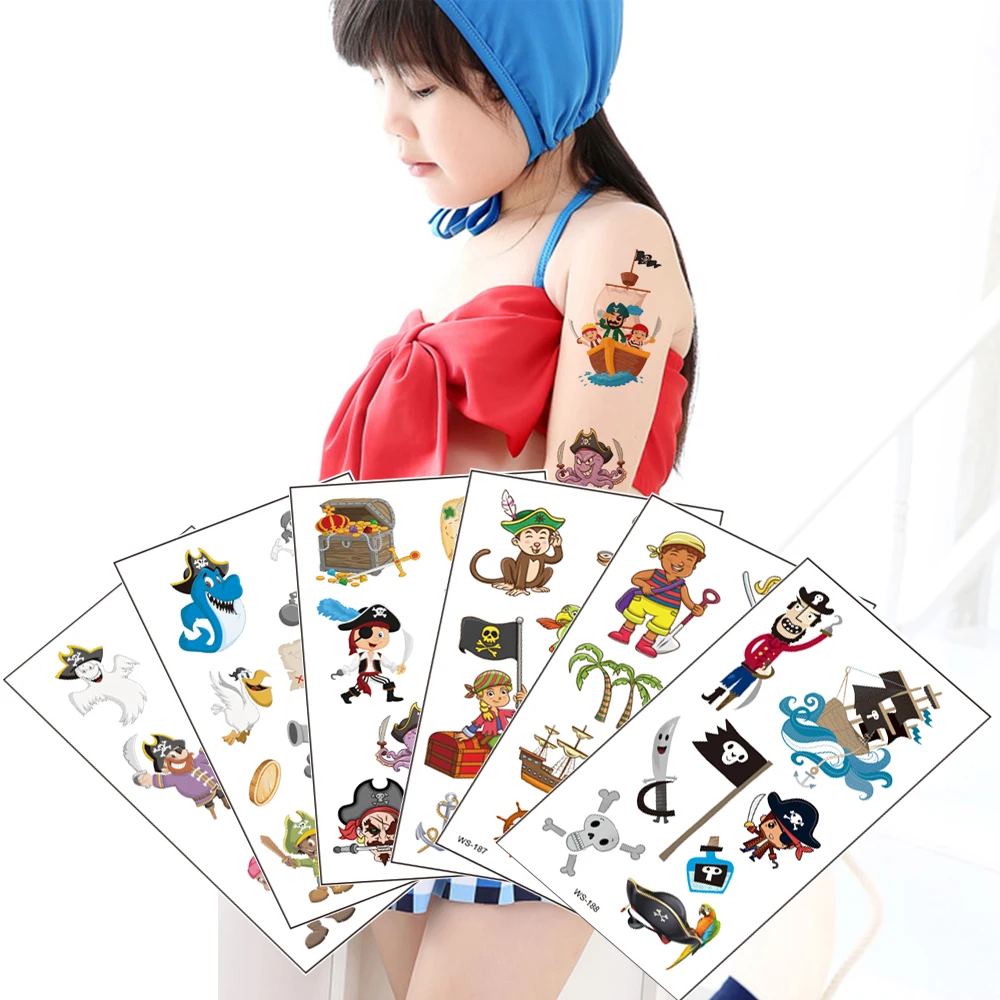 

Pirate series tattoo stickers children color waterproof fashion design body art temporary tattoo stickers WS183-WS192, Colorful / customized