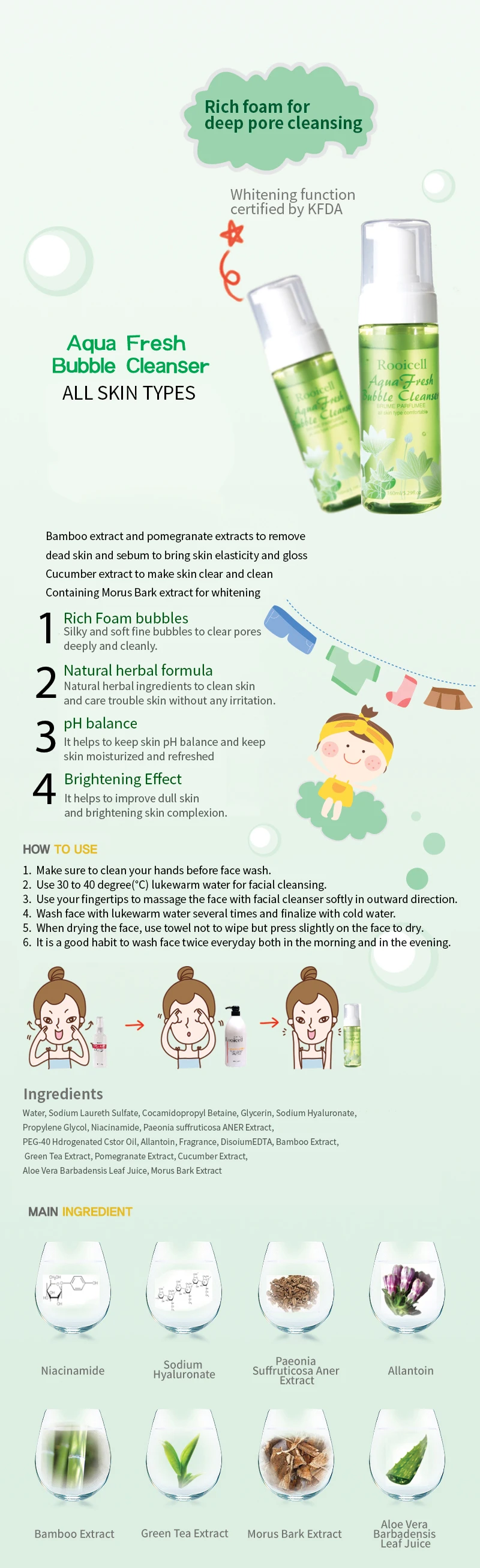 Korean Cosmetics Aqua Fresh Bubble Facial Cleanser 160ml( All Skin Type