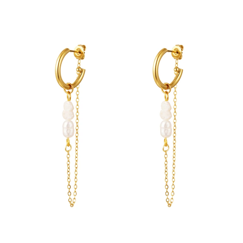 

Canner 2022 Trendy Jewelry S925 Sterling Silver Gold Rh0dium plated Pearl Hoop Pendant Earrings