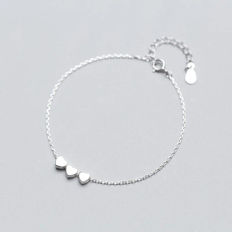 

B1182 Christmas Silver Jewelry 925 Sterling Silver Heart Shaped Girl Japanese Bracelet