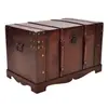 Wooden Treasure Chest Mocha Brown Pirate Storage Trunk