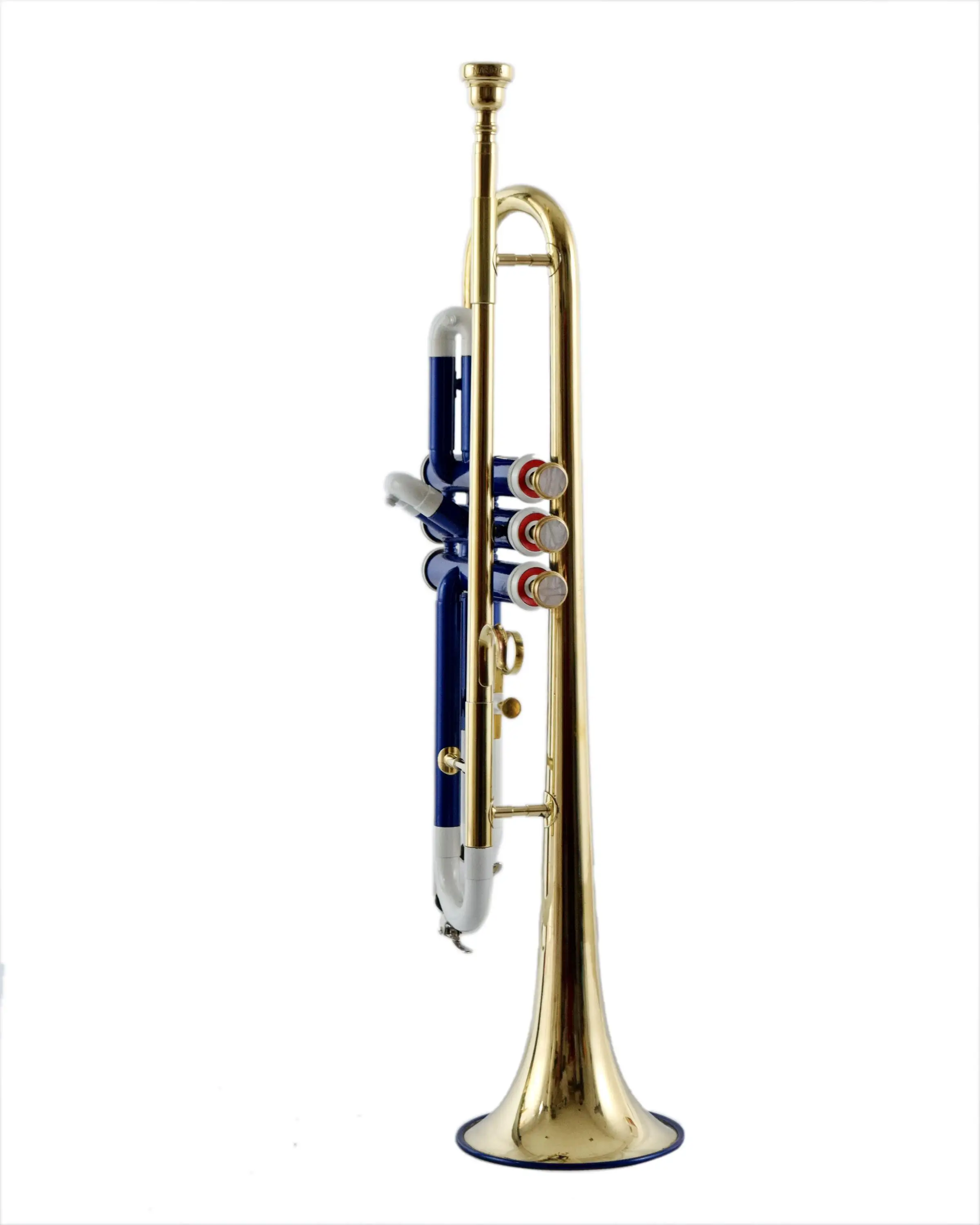 NASIR ALI NEW PROFESSIONAL BB PITCH  TRUMPET WHITE BLUE PREMIUM QUALITY WITH INCLUDE HARDCASE AND MOUTH PIECE