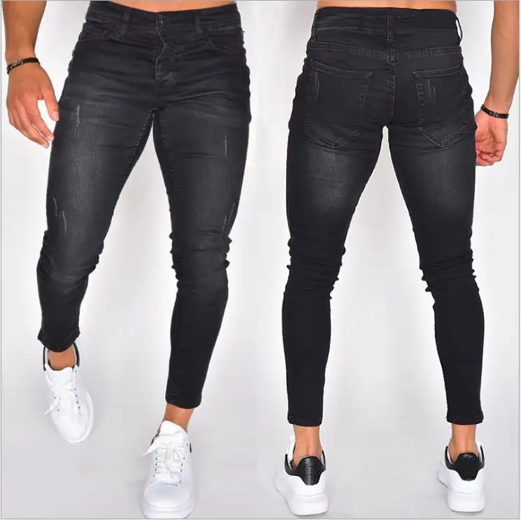 

Vaquero Fashion Classic Boys Frayed Skinny Calca Black Biker Pantalon Slim Fit Big And Tall Men Pants Jeans