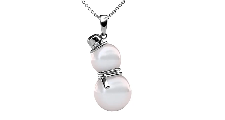 Femmes Noël Bonhomme de neige forme pendentif collier Long Fausses Perles Bijoux Cadeau S 