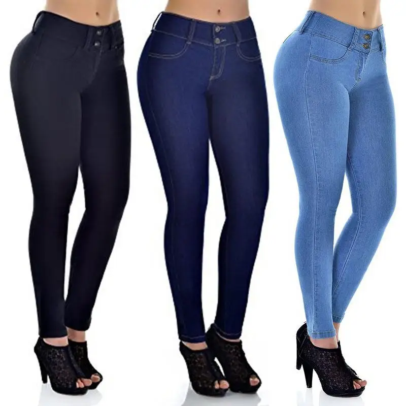 

Hot Straight Slim High Quality Denim Tight Elastic Skinny Women Jeans