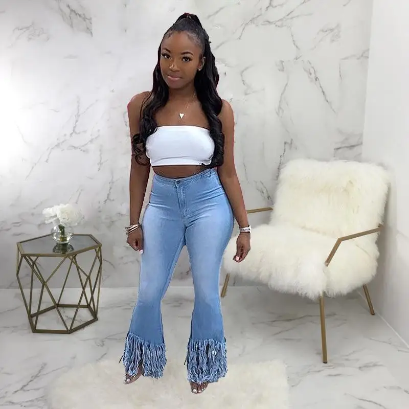 

2021 Fall Wholesale Clothes Ripped Slim Women's Trousers Distressed Smart Denim Jeans Plus Size Pants Women's Jeans