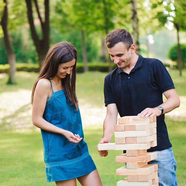 

Outdoor Toys Premium Giant Tumbling Tower Natural Wooden Large Stacking Game Tower Outdoor Games Jumbo Block Yard Games Garden Set Fir