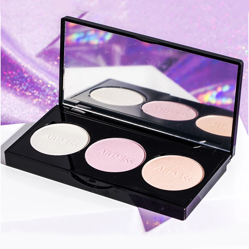 

wholesale or private label factory cheap price high pigment blush three color highlighter palette blush palette, 3 colors