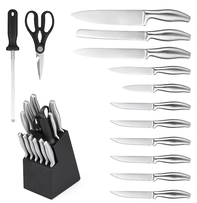 Hot Selling 15 Piece Stainless Steel Knife Set Hollow Handle Kitchen