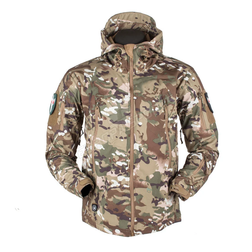 
Wholesale 100%Polyester With Thumb Hole &Hood Men Hunting Outdoor Polar Fleece Military Army Softshell Tactical camo Jacket 