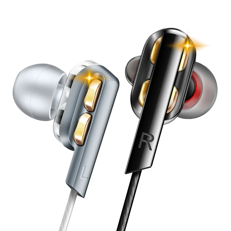 

AK4 Dual-motion Mobile Phone Headset Four-unit Subwoofer Wire-controlled High Quality Luxury Quality Headphone